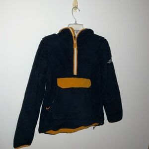 North face womens color block yellow and blue fleece pull over